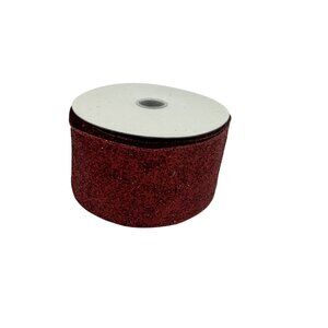 Glittery Red Wired Ribbon Roll For Crafts Gift Wrapping & Decorations